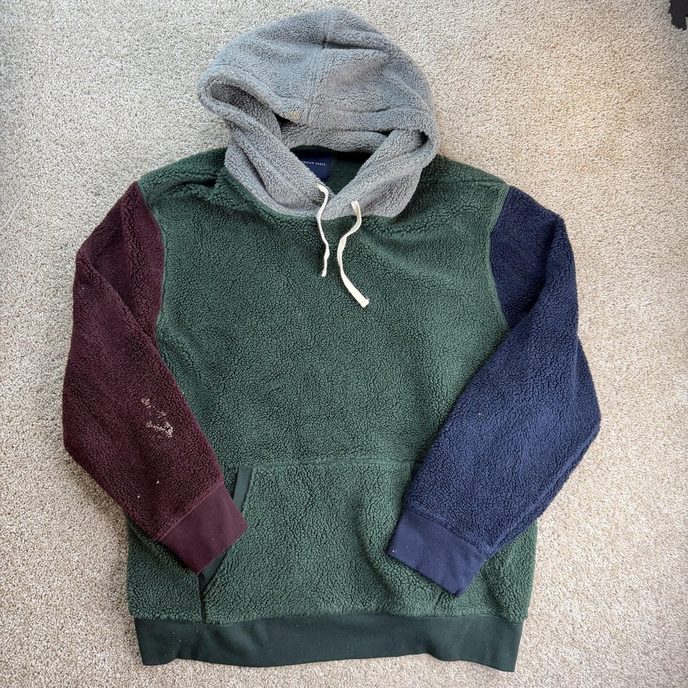 American Eagle Outfitters Hoodie Mens 3XL Multicolor Fleece Sherpa Sweatshirt